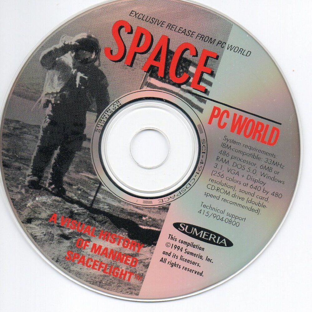 CD SPACE: A Visual History of Manned Spaceflight by PC World 1994 DOS/Windows3.1